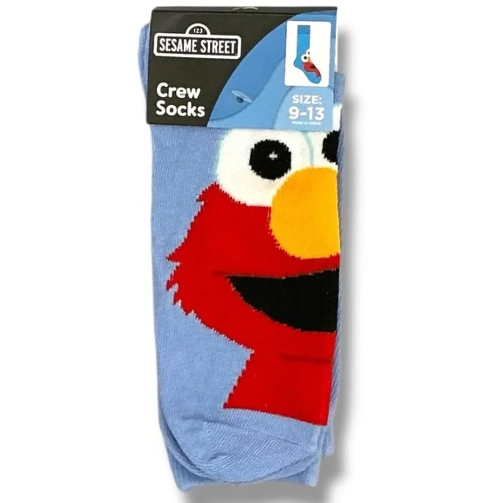 Sesame Street Elmo Crew Socks Novelty Blue Unisex Adult 9-13 Men’s One Size